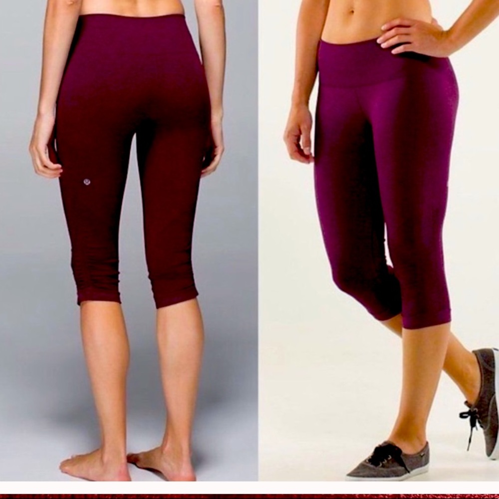 Lululemon in the flow crop 2 maroon leggings